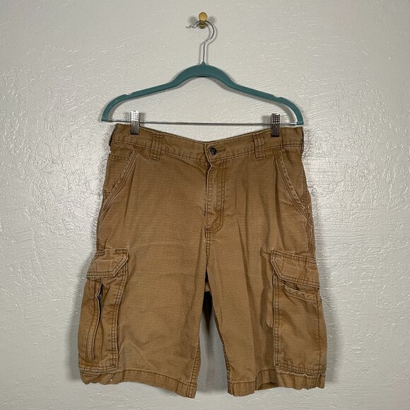 Carhartt Force Men 34 Tan Ripstop Cargo Shorts Relaxed Fit Cotton Workwear - Picture 1 of 12
